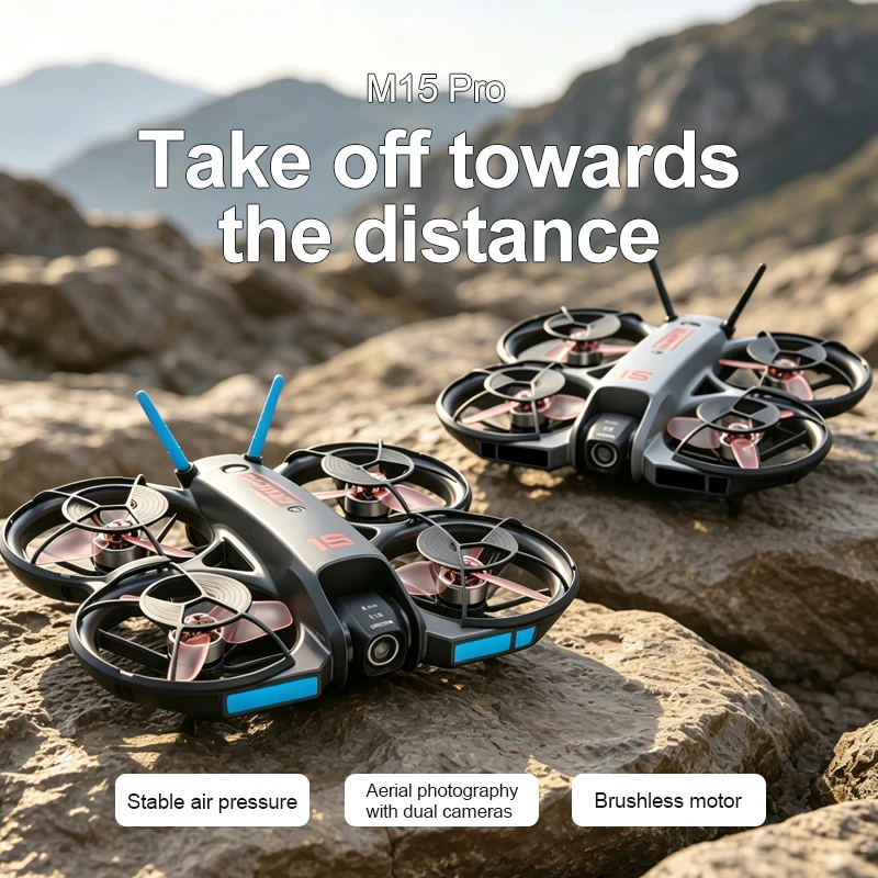 Drone Ae Rc - 2026年型 新しいM15 FPVドローン。画面付き、ブラシレスモーター搭載、光学フローによる位置決め、HDカメラ、初心者向けRCクアッドコプター玩具。