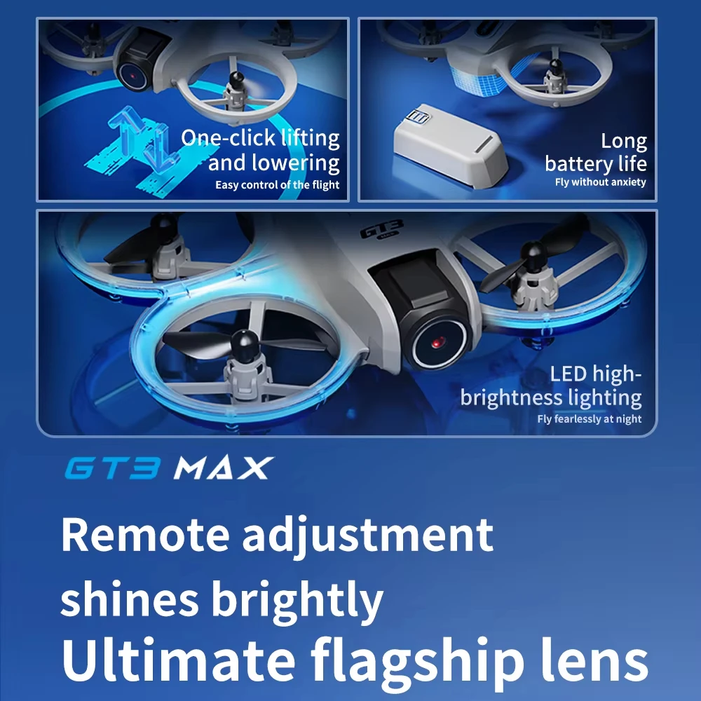 Drone Ae Rc - GT3 Max 光学フローGPS搭載ドローン、8K超高画質デュアルレンズによる空撮、折りたたみ式障害物検知機能付きRCクアッドコプター、趣味用ギフト。